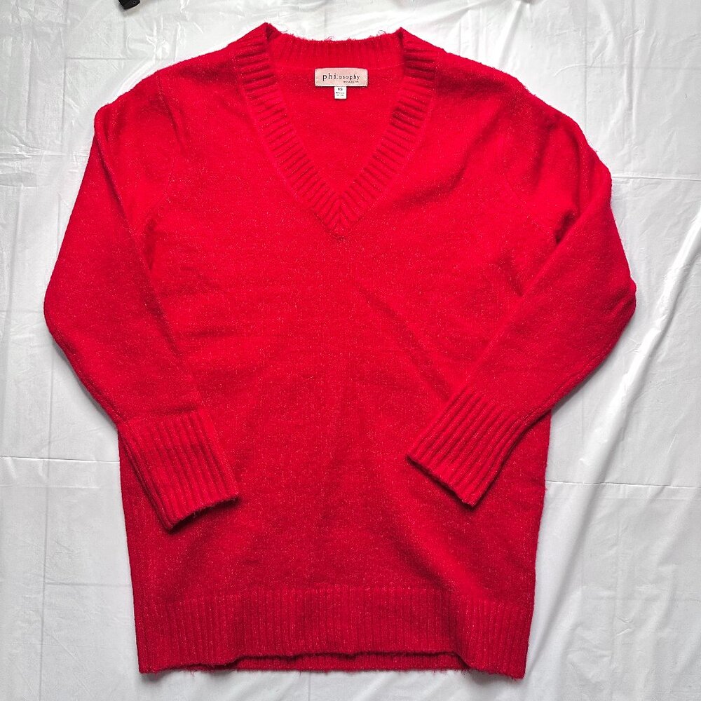 Women's True Red Long Sleeve Sweater Size XS (Fit upto Medium)Style:oversize